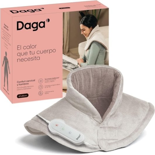 Coussin chauffant Daga Comfort pour les cervicales et les épaules, 4 niveaux, Intellisense, 47 x 52 cm, 110 W