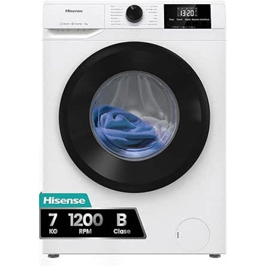 Lavadora Hisense WF1G7021BW 7kg Carga Frontal 1200rpm Clase B Blanca Vapor 99.9%