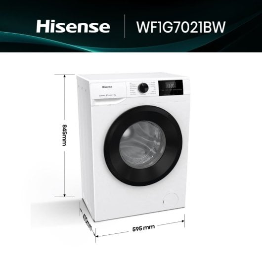 Lavadora Hisense WF1G7021BW 7kg Carga Frontal 1200rpm Clase B Blanca Vapor 99.9%