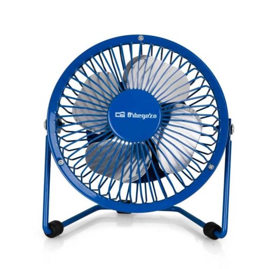 Ventoinha de Sobremesa Orbegozo PW 1026 8W 10cm USB Azul Metálica Silenciosa
