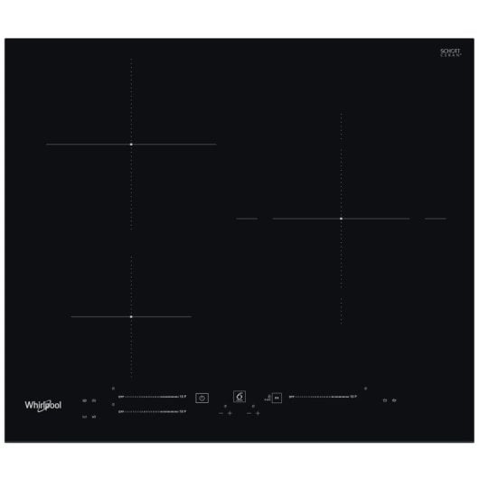 Piano cottura a induzione Whirlpool a 3 zone, 60 cm, integrato, vetro e ceramica nera