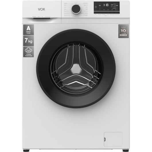 VOK EVW-7BAWL21N Lavadora Carga Frontal 7Kg 1200rpm Clase A Vapor Motor Inverter Blanca