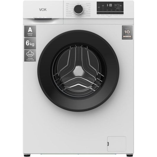 VOK EVW-6BAWL21 Lavadora Carga Frontal 6kg 1200rpm Motor Inverter con Vapor Blanca