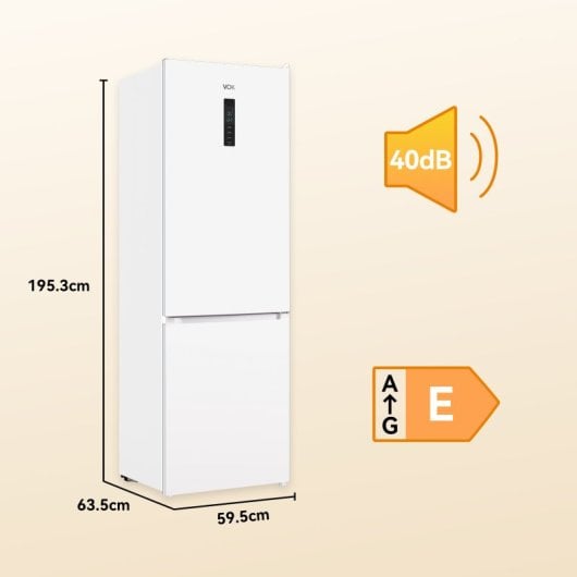 VOK EVR-335NEWPCN Frigorífico Combi 195,3cm 355L E No Frost Multi-Air Flow Silencioso Blanco