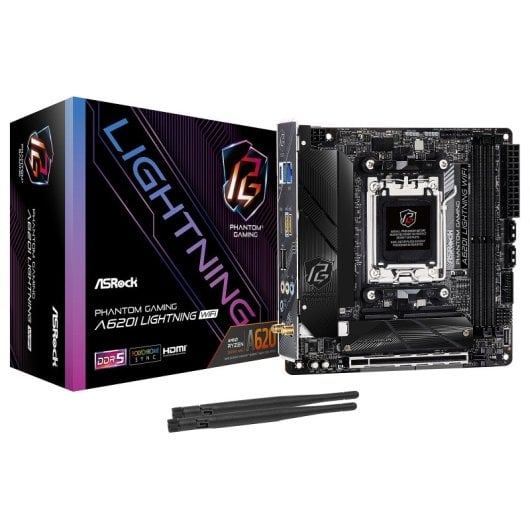 Carte mère ASRock A620I Lightning WiFi AM5 Mini ITX DDR5 PCIe 4.0 2,5 GbE Wi-Fi 6E