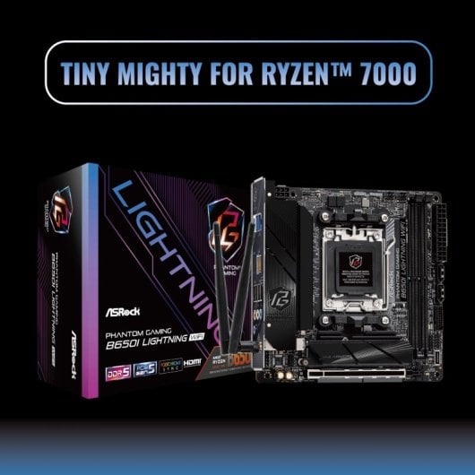 Carte mère ASRock B650I AM5 Mini ITX Phantom Gaming Lightning DDR5 WiFi 6E 2,5 GHz LAN M.2 Gen5