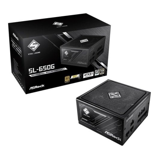 Alimentation modulaire Asrock 650 W 80+ Gold Challenger CL-650G, noire, protections avancées