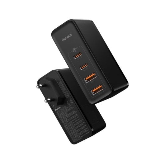 Cargador Baseus GaN2 Pro 100W 2 USB-C 2 USB-A, carga rápida y cable USB-C 1m incluido