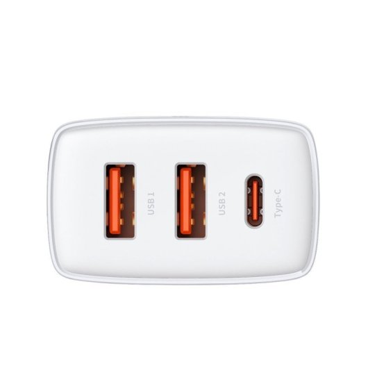Cargador compacto Baseus CCXJ-E02 20W USB-C/USB-A carga rápida QC 3.0/PD 3.0 Blanco