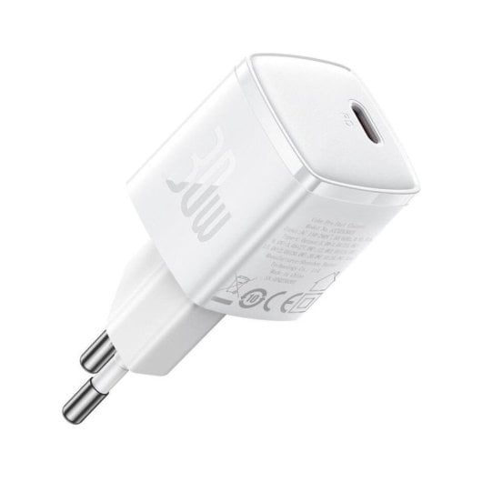 Baseus Cube Pro 1C 30W Caricabatterie Bianco GaN5 USB-C Ricarica Rapida e Sicurezza Extra