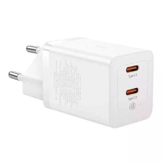 Baseus GAN5 Pro Caricabatterie rapido USB-C doppio da 40 W con protezione avanzata, bianco
