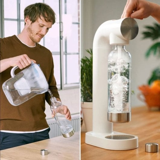 Brita SodaONE Água Saturada Branca 1L Livre de BPA Sem Eletricidade Fácil Limpeza