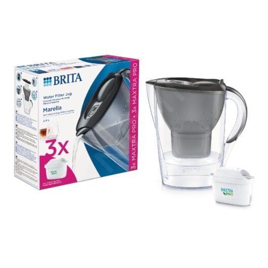 Jarra Brita Marella 2.4L Negra con 3 Filtros Maxtra Pro, Indicador Digital