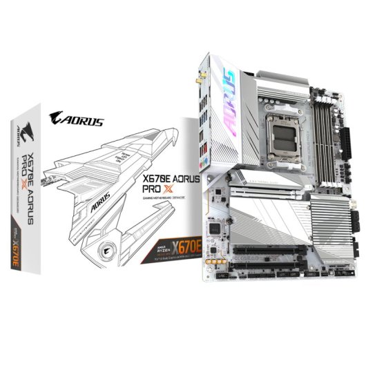 Scheda madre Gigabyte X670E AM5 ATX AORUS PRO X DDR5 PCIe 5.0 WiFi 7 Bluetooth 5.3 2.5GbE