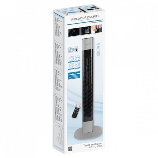 Ventilador de torre ProfiCook PC-TVL 3068 50W Inox 3 velocidades controlo LED silencioso