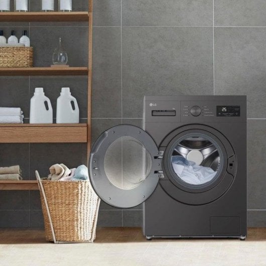 Máquina de Lavar Roupa LG Série 100 F4A10S8NDK Carga Frontal 8 kg 1400 rpm A Grafite