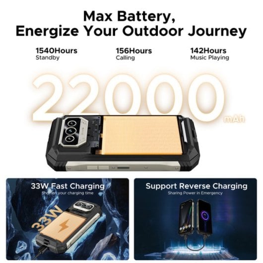Doogee VMAX S 24GB RAM 256GB 5G Linterna 1200LM Batería 22000mAh Cámara 108MP