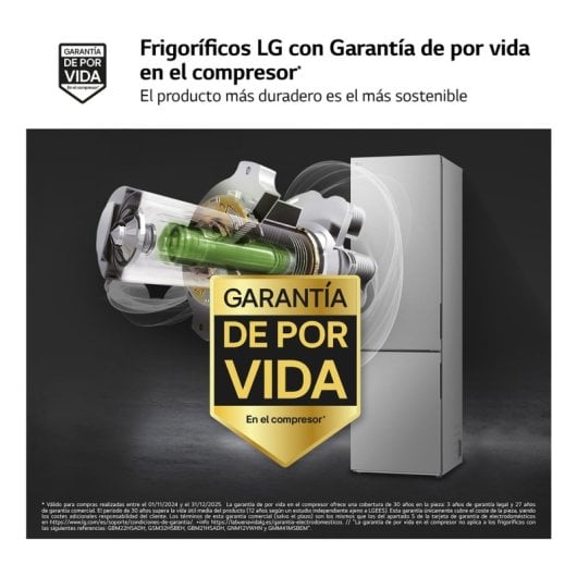 Frigorifero LG Combi Inverter LinearCooling 203cm 277L D Acciaio Inox Anti-impronta LED