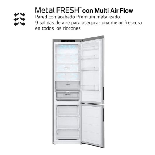Frigorifero LG Combi Inverter LinearCooling 203cm 277L D Acciaio Inox Anti-impronta LED