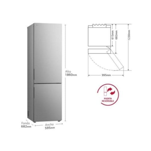 Frigorífico LG GBV21NCDPY 344L Inox DoorCooling+ LinearCooling™ Clase D LED