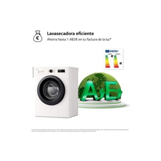 Máquina de Lavar e Secar Roupa LG W4X1095NWK 9/5kg Inverter Direct Drive 1400rpm 6 Motion Vapor Steam Wi-Fi Branca