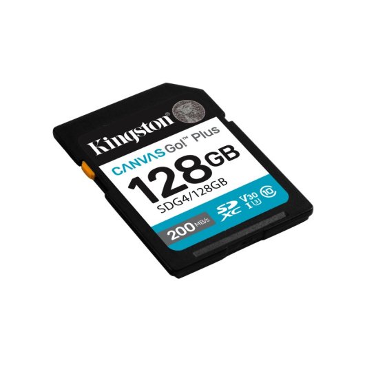 Tarjeta SD Kingston Canvas Go Plus 128GB SDXC UHS-I U3 V30 200MB/s Negra