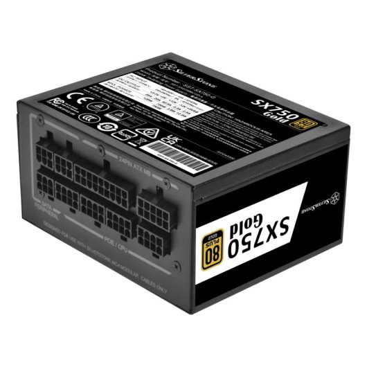 Silverstone 750-W-Netzteil, 80+ Gold-zertifiziert, SX750 Gold, modular, SFX, japanische Kondensatoren