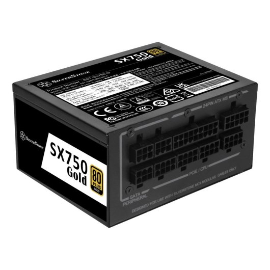 Silverstone 750-W-Netzteil, 80+ Gold-zertifiziert, SX750 Gold, modular, SFX, japanische Kondensatoren