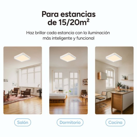 Ksix Stellar Plus Plafón Smartled, Cuadrado, Altavoz, Rgbic + Cct, 49x49x7,5cm, 4450 Lm, 35w, App Tuya, Blanco