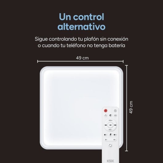 Ksix Stellar Plus Plafón Smartled, Cuadrado, Altavoz, Rgbic + Cct, 49x49x7,5cm, 4450 Lm, 35w, App Tuya, Blanco