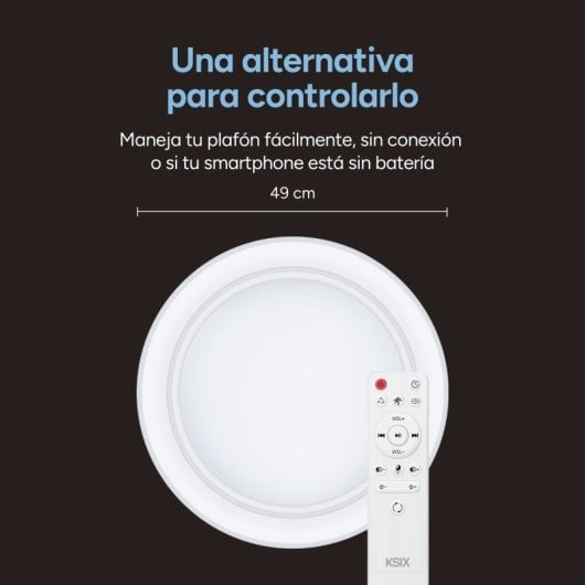 Plafoniera Ksix Sfera SmartLED, design rotondo, altoparlante, RGBIC + CCT, Ø49x8cm, 4500 Lm, 34,9 W, app Tuya, bianco