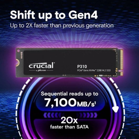 Disque dur SSD Crucial 2 To M.2 7100 Mo/s P310 NVMe PCIe Gen 4.0 + cryptage