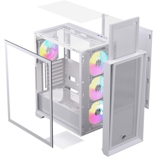 Torre Einarex PULSE P600 RGB White ATX Panel Vidrio/Malla 3x Ventilador 120mm
