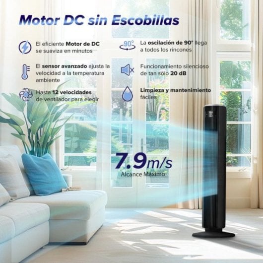 Ventilateur tour Levoit TempSense 36 DC 12 vitesses ultra-silencieux 20 dB télécommande