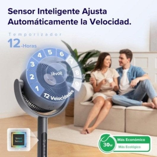 Ventilatore Levoit LEVP0029EUN 30W Nero Oscillazione 3D 12 Velocità Timer