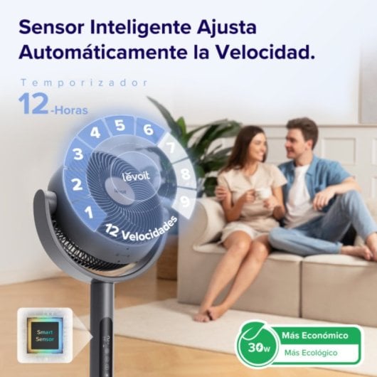 Ventilador de Pé Levoit LEVP0029EUN Ventilador de Circulação de Pedestal 30 W Preto