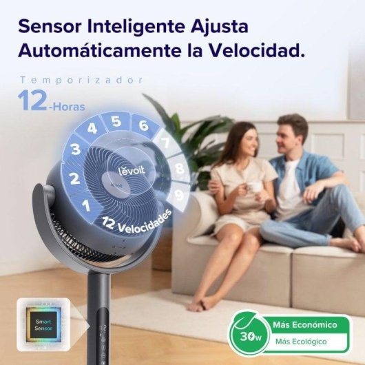 Levoit LEVP0029EUN Ventilador Pedestal/Sobremesa Air Circulator 30W Preto