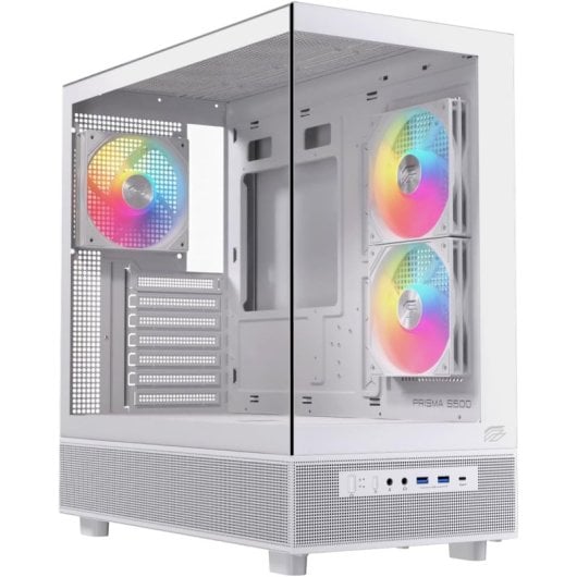 Caja PC Einarex PRISMA S500 RGB White ATX Vidrio Templado 9 Ventiladores Blanco