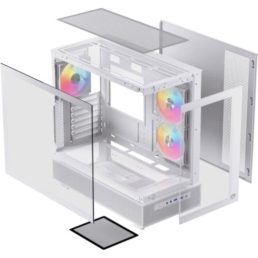 Caja PC Einarex PRISMA S500 RGB White ATX Vidrio Templado 9 Ventiladores Blanco