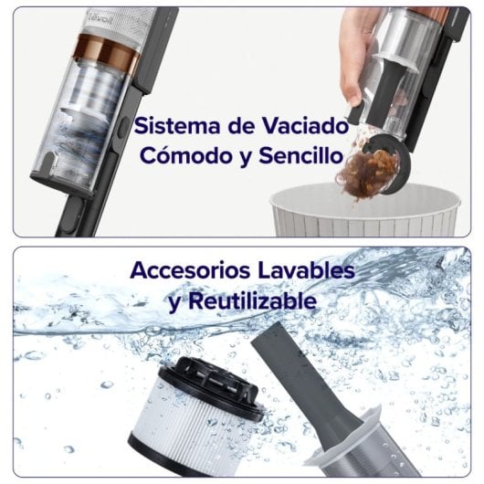 Levoit  LVAC-200 Aspiradora sin cable 180W 50min Animal Care LED filtro lavable antracita-oro