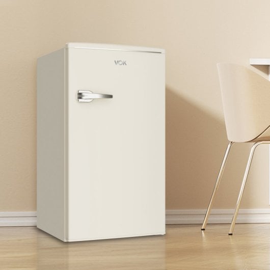 Frigorífico VOK Retro 84cm 85L E Crema Puerta Reversible Iluminación LED Silencioso