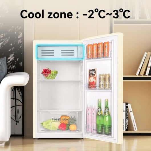 Frigorífico VOK Retro 84cm 85L E Crema Puerta Reversible Iluminación LED Silencioso