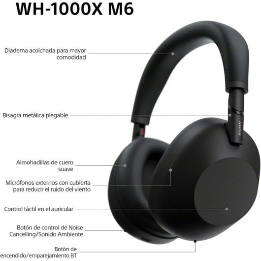 Casque Bluetooth Sony WH-1000XM6 à réduction de bruit et audio haute résolution, noir