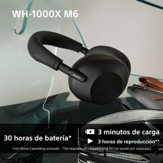 Sony WH-1000XM6 Auscultadores Sem Fios Bluetooth Noise Cancelling Hi-Res Audio Prateados