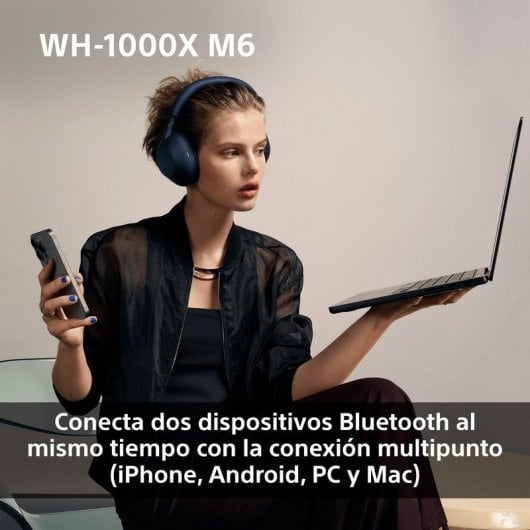 Sony WH-1000XM6 Auscultadores Sem Fios Bluetooth Noise Cancelling Hi-Res Audio Prateados