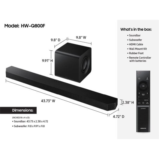Barra de sonido Samsung HW-Q800F/ZF Wi-Fi Bluetooth 400W Dolby Atmos Alexa AirPlay 2