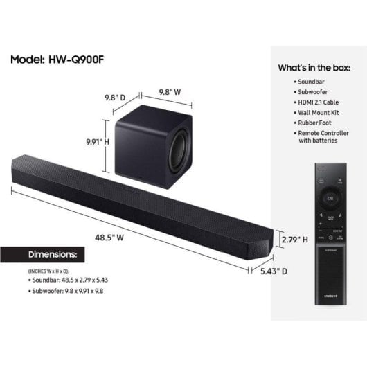 Barre de Sonido Samsung HW-Q990F ZF 11.1.4 756W HDMI eARC Bluetooth Dolby Atmos Noir