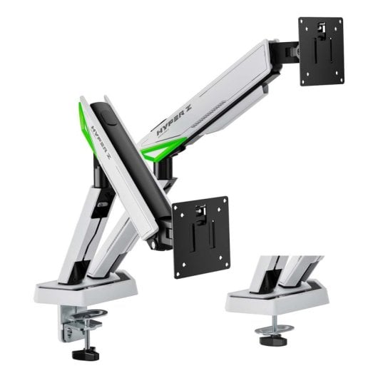 Suporte de mesa para jogos AISENS DT38TSR-345 giratório com inclinação em alumínio e aço até 2x38” 16 kg/braço