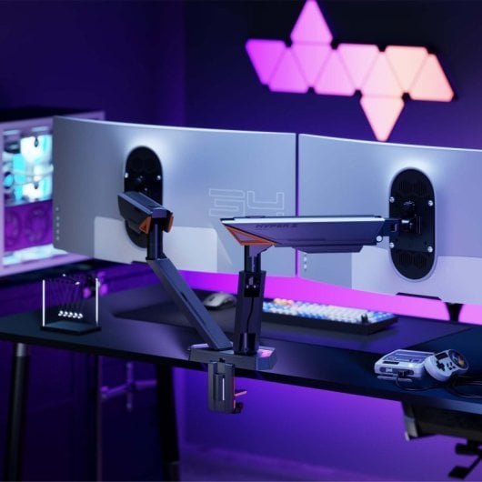 Soporte de Mesa Gaming Aisens DT38TSRRGB-349 RGB Giratorio Inclinable 17-38? 16kg