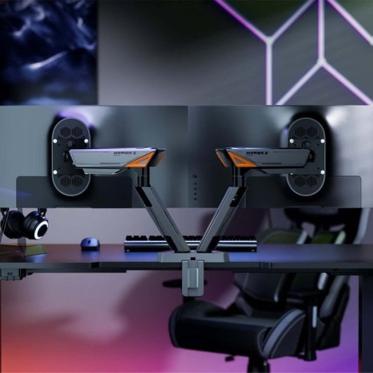 Soporte de Mesa Gaming Aisens DT38TSRRGB-349 RGB Giratorio Inclinable 17-38? 16kg